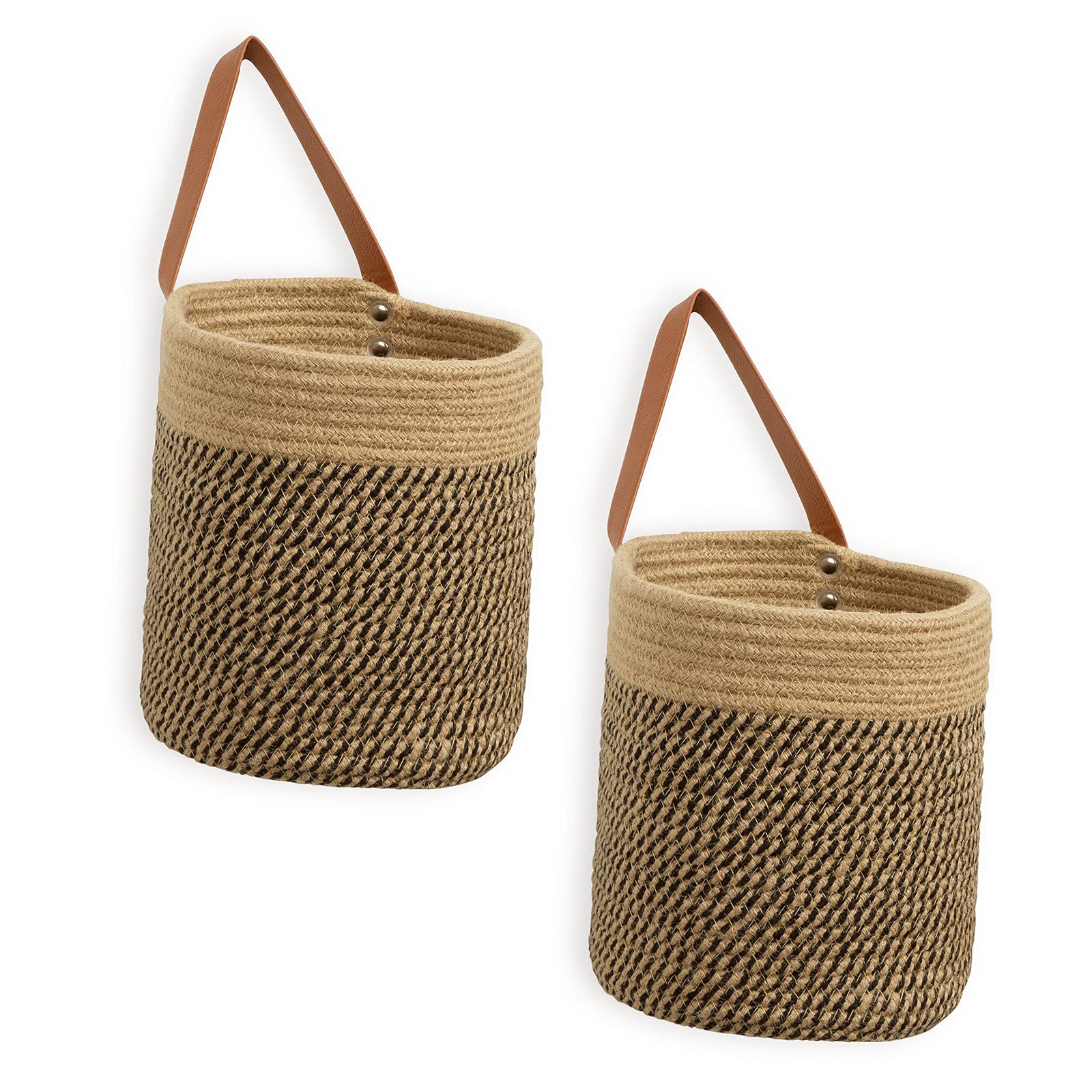 DULLEMELO Wall Hanging Storage Baskets 2 Pack 7"(D) x 8"(H), Small Woven Hanging Baskets With Stu... | Amazon (US)