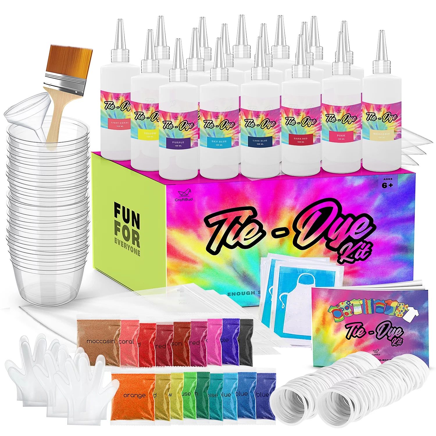 CraftBud DIY Tie Dye Kit for Kids, Adults Large Groups 18 Colors | Walmart (US)