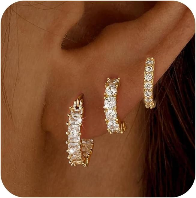Gold Earrings for Women, Dainty Gold Earring Stack | Amazon (US)