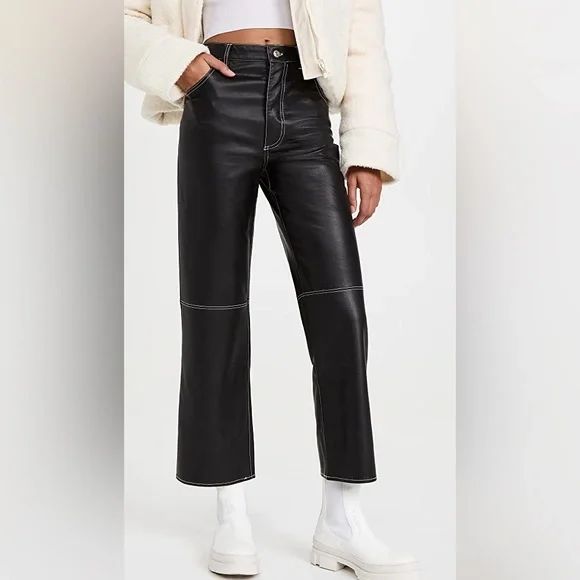 Free People The It Factor Contrast Stitch Vegan Leather Pants in Mystic | Poshmark