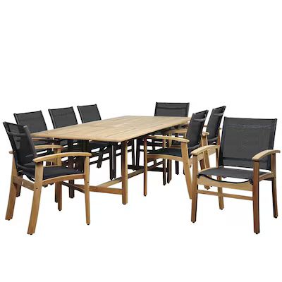 Amazonia Amazonia Teak 9-Piece Brown Patio Dining Set with 8 Stationary Chairs and Brown | Lowe's