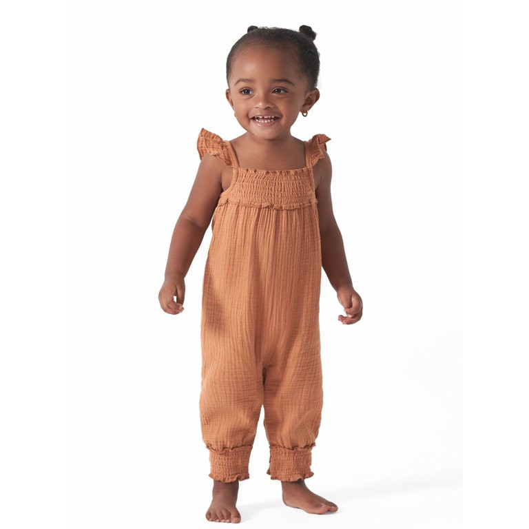Modern Moments by Gerber Baby Girl Flutter Sleeve Gauze Romper, Sizes 0/3M-24M | Walmart (US)