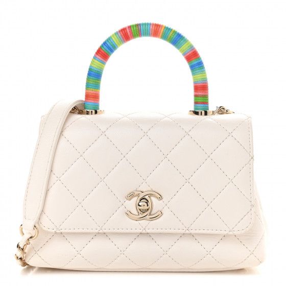 CHANEL

Goatskin Quilted Extra Mini Rainbow Coco Handle Flap White | Fashionphile