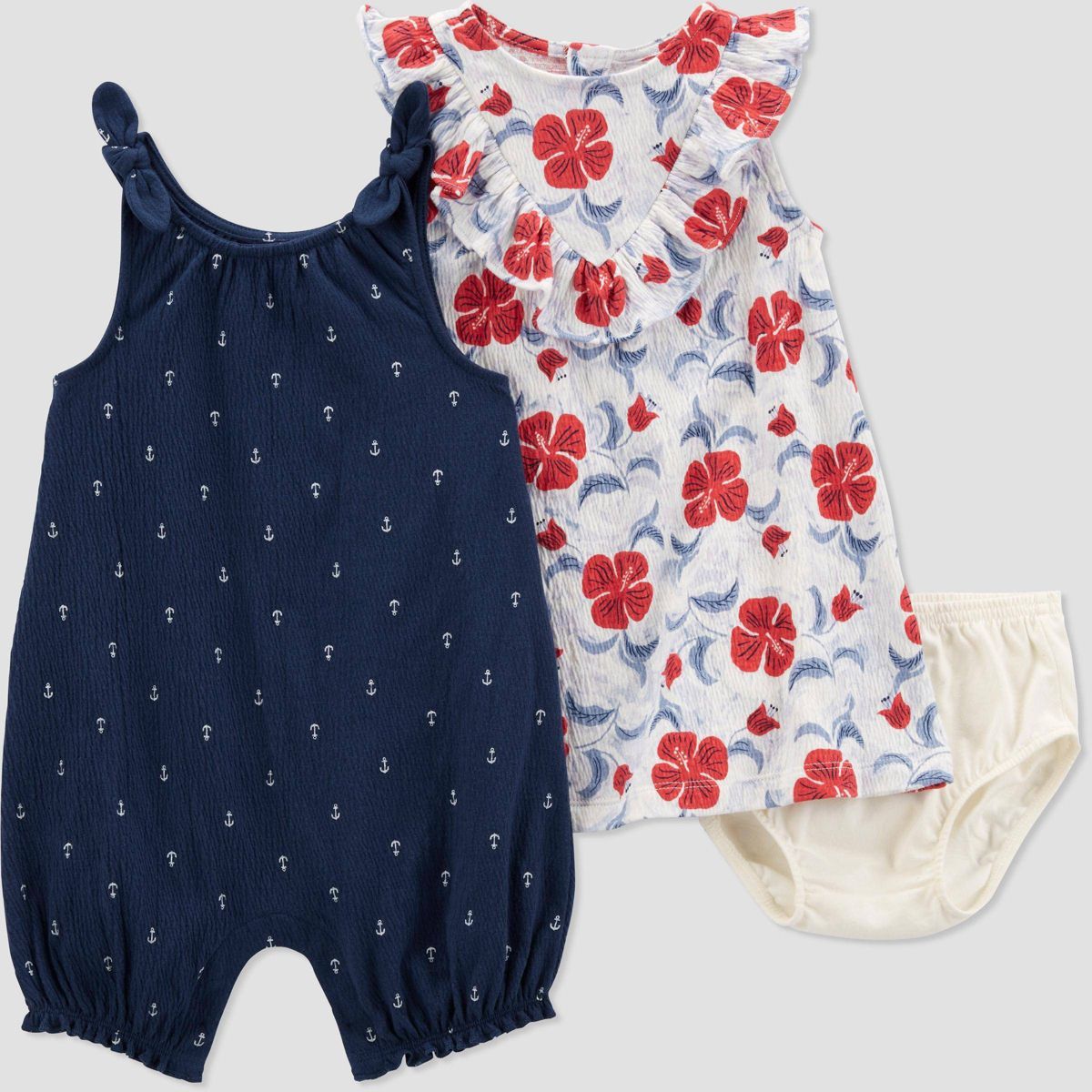 Carter's Just One You® Baby Girls' Anchor Romper & Floral Dress - Navy Blue/White | Target