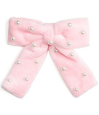 Sweet Wink Little Girls Pink Velvet Pearl Bow Clip - Light Pink | Dillard's