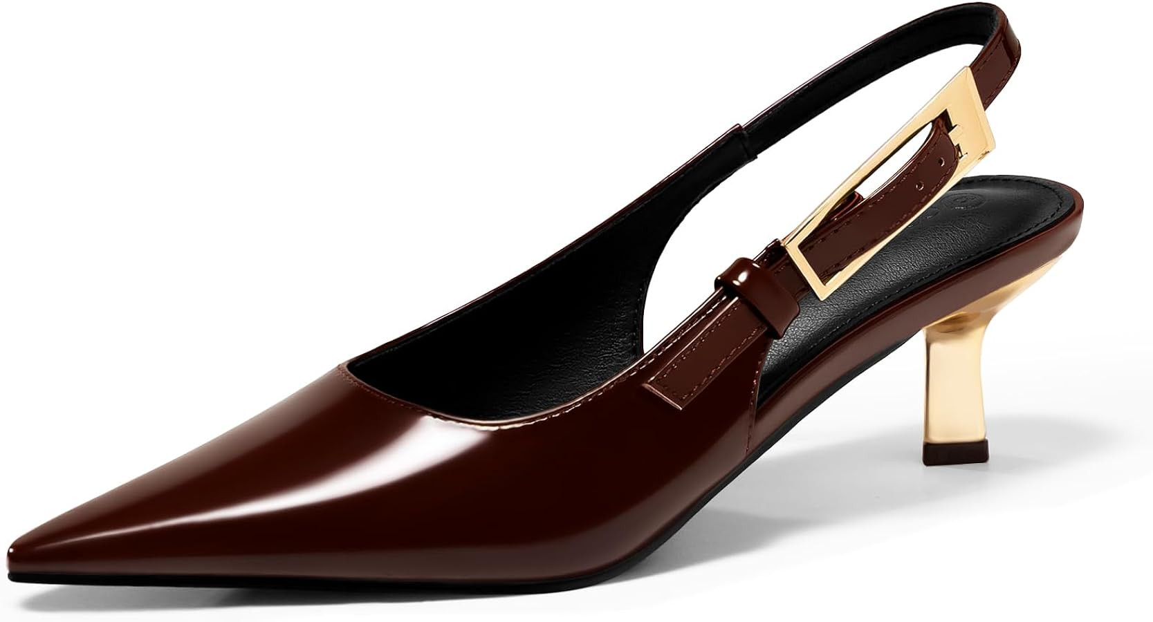 Coutgo Womens Slingback Kitten Heels Closed Pointed Toe Pumps Buckle Strap Wedding Party Dress Sh... | Amazon (US)