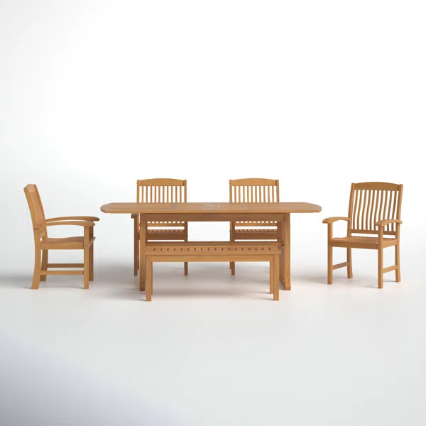 Summerton 6 - Person Rectangular Teak Outdoor Dining Set | Wayfair North America