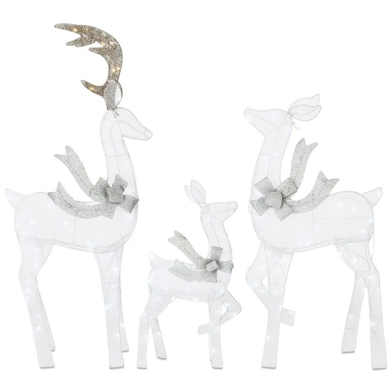 Indoor/Outdoor Light-Up Mesh Deer Family Christmas Decoration with 120 LED Lights, Cool White, Se... | Walmart (US)