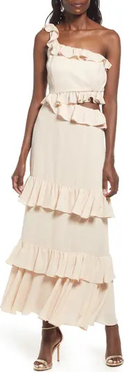 WAYF The Giana One-Shoulder Tiered Ruffle Gown | Nordstrom | Nordstrom