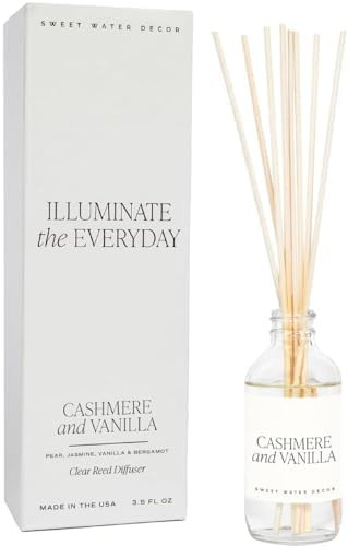 Sweet Water Decor Non-Toxic Cashmere and Vanilla Reed Diffuser Set, Cashmere, Sandalwood, Milky C... | Amazon (US)