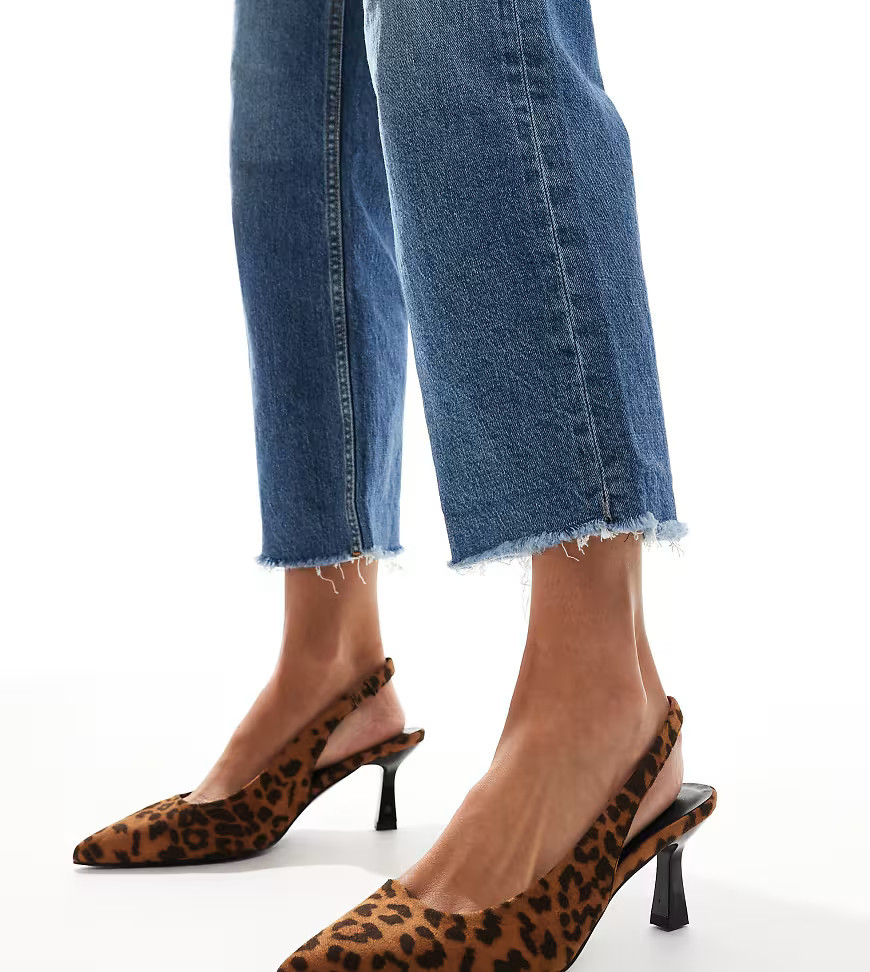 Yours sling back pumps in leopard-Multi | ASOS (Global)