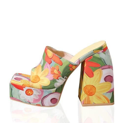 Lryweisy Women's Chunky Platform Bohemian 5.3 Inch High Heels Square Open Toe Wedge Sandals Comfo... | Amazon (US)