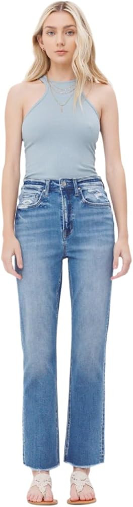 Mica Denim - Super High Rise Straight Leg Jeans (28" Inseam) - MDP-T203 - Includes Official Tag | Amazon (US)