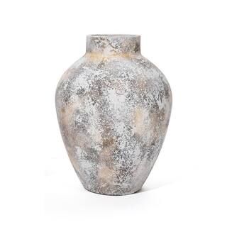 LuxenHome Marbled White 11.8 in. Tall Round Stoneware Vase WHD2001-M - The Home Depot | The Home Depot