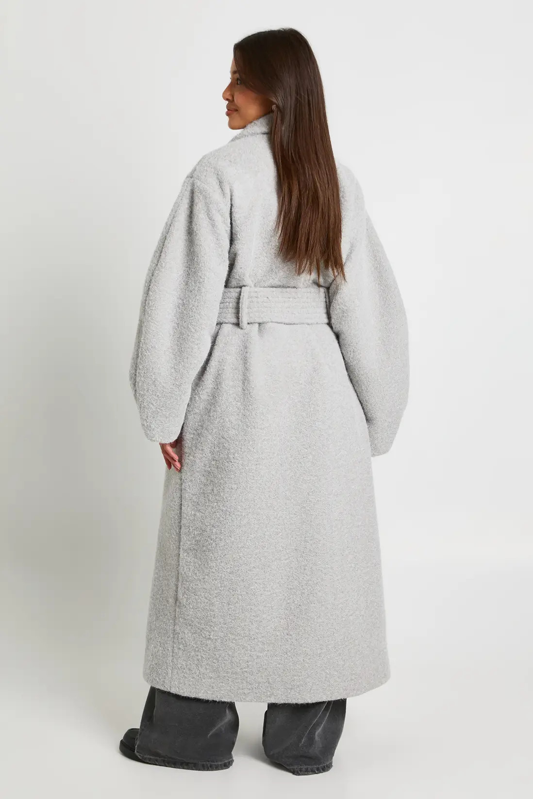 Textured Wool Look Belted Maxi Coat | Boohoo.com (UK & IE)