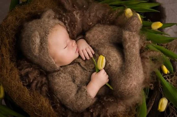 Teddy bear soft alpaca knit set outfit,Knit baby clothes Bear Bonnet outfit | Etsy (US)