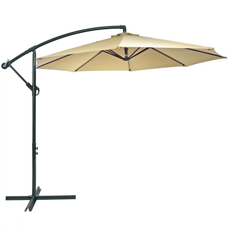 Sunnydaze 10' Offset Patio Umbrella with Cantilever and Cross Base - Beige | Walmart (US)