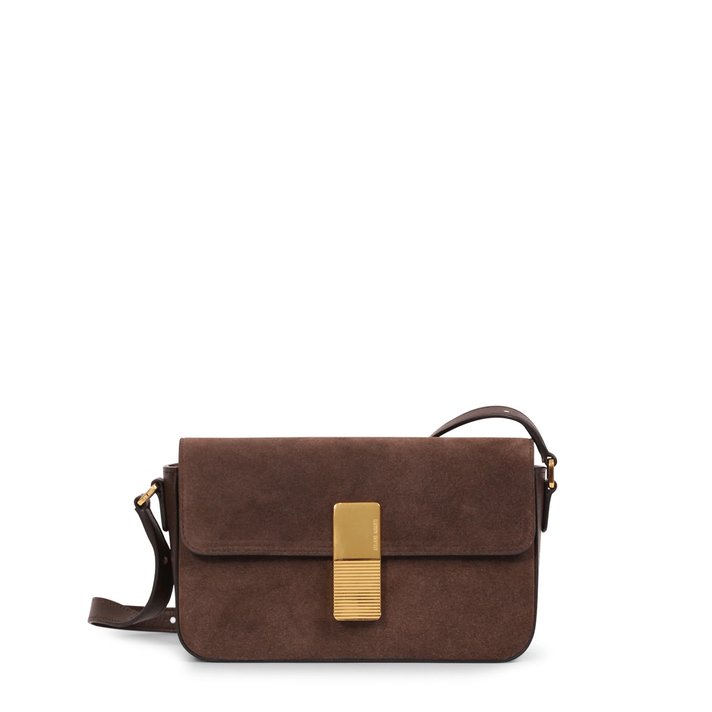 Monceau Baguette Gold Edition - Chocolate Suede Leather | ATELIERS AUGUSTE