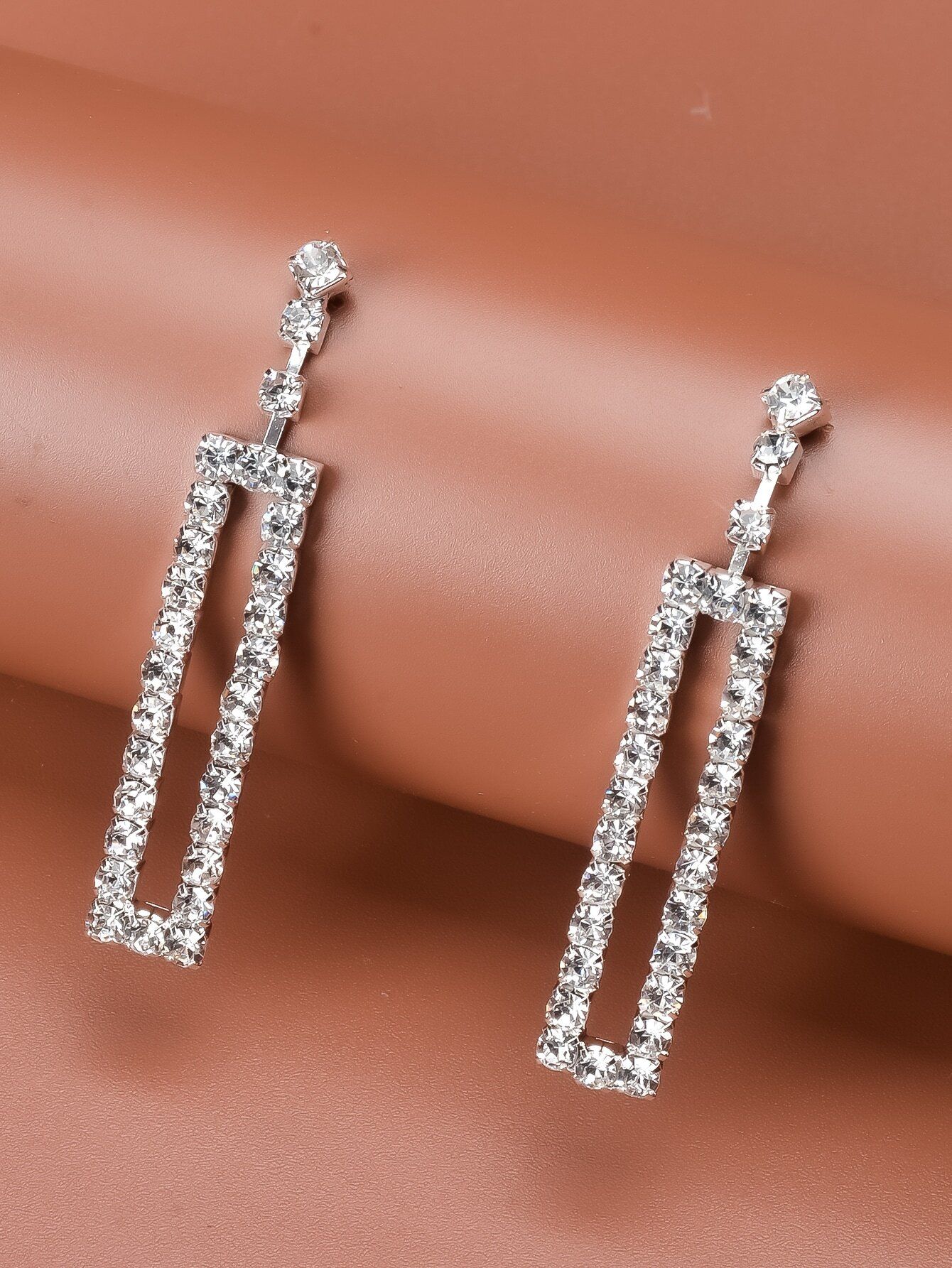 Rhinestone Rectangle Earrings | SHEIN