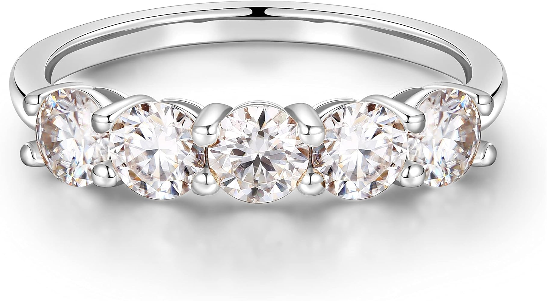 5 Stone Moissanite Rings for Women, 3.75MM D Color VVS1 Clarity Lab Created Diamond Anniversary R... | Amazon (US)