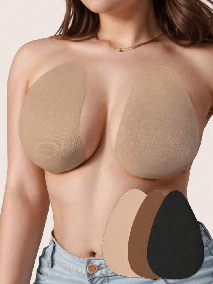 4pcs/2pcs Invisible Lift Bra Petals, Strapless, Beige/Coffee/Black, Suitable For B-E Cup, Lift Bust Adhesive Bra Pads, Non-Woven Fabric Bra Stickers | SHEIN