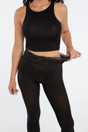 Black Opaque Tights With Comfortable Low Rise Luxe Waistband | Hipstik Legwear
