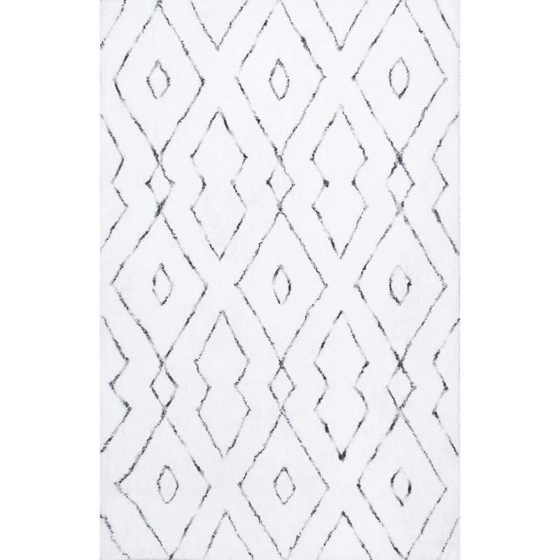 Sofie Modern Shag Performance White Rug | Wayfair North America