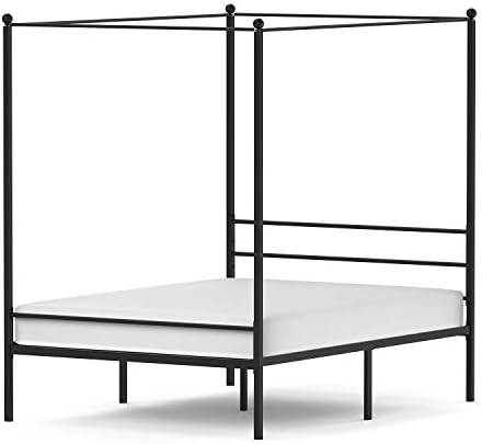 JOM Canopy Bed Frame Queen Size Black Metal 4 Poster Mattress Foundation Modern Post Corner with ... | Amazon (US)