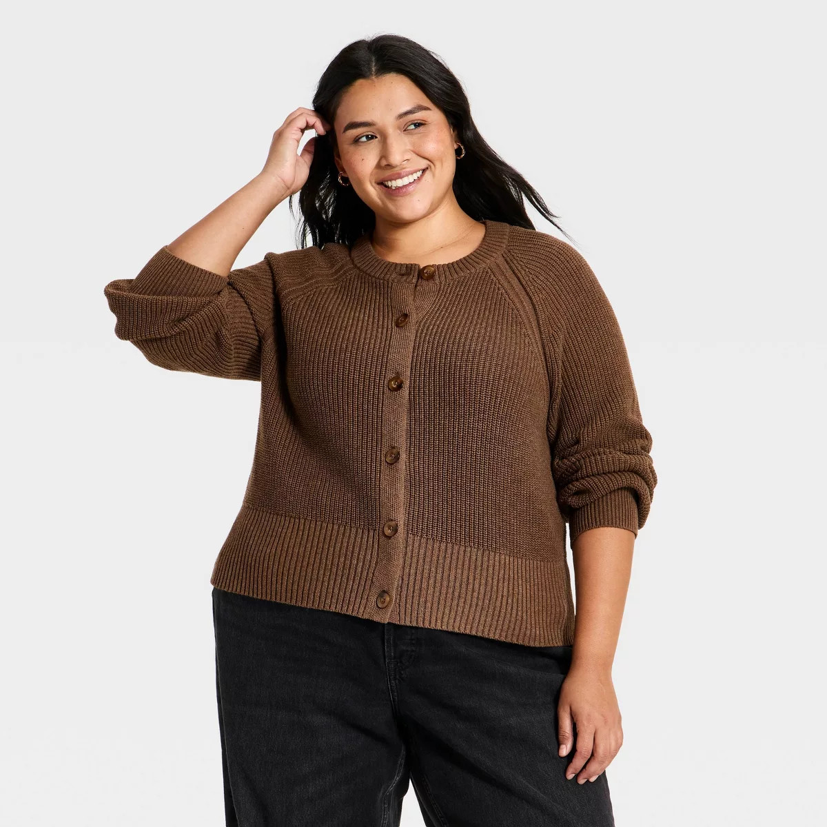Women's Iconic Cotton Cardigan - Universal Thread™ Brown 3X | Target