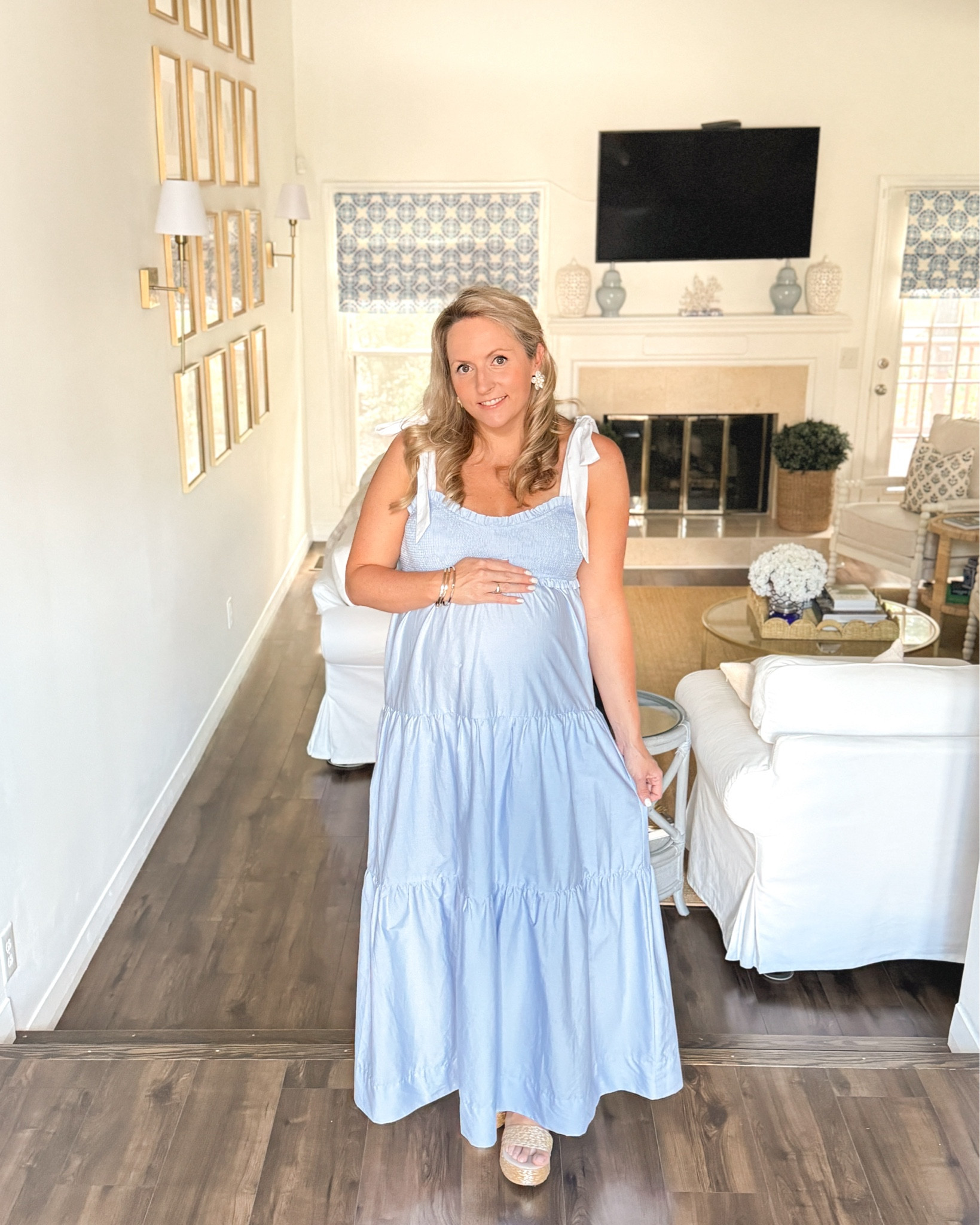 Wearing a L in this maternity maxi! Definitely size up 1! 

#LTKBump