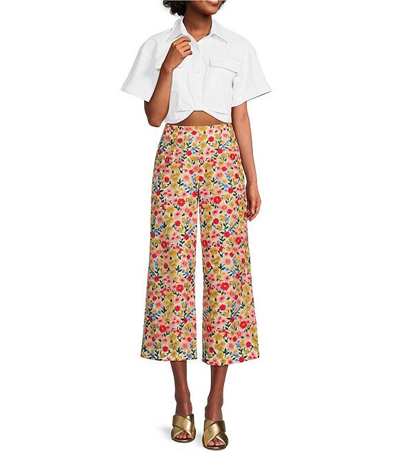 Antonio Melani x The Nat Note Nellya Embroidered Floral Mesh Cropped Wide Leg Pants | Dillard's | Dillard's