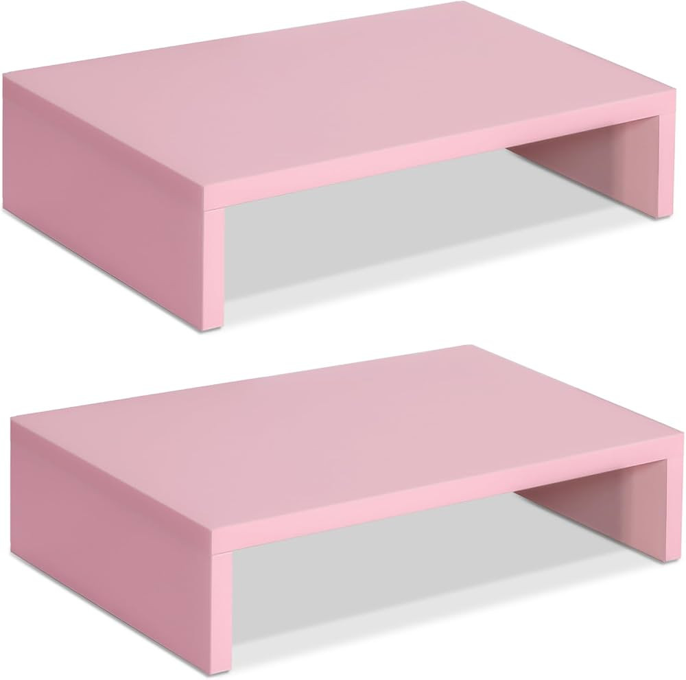 TEAMIX Pink Monitor Stand Riser-2 Pack,Wood 2 Tier Adjustable Monitor Stand Dual Monitor Riser fo... | Amazon (CA)