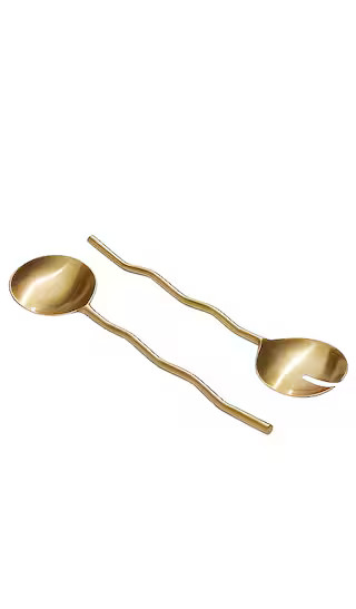 Wave Salad Servers Set Of 2 in Matte Brass | Revolve Clothing (Global)