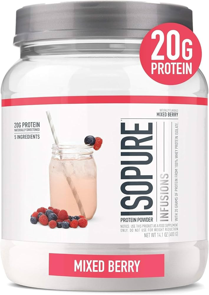 Isopure Clear Whey Isolate Protein Powder Infusions, Lactose Free, Gluten Free, Naturally Flavore... | Amazon (US)