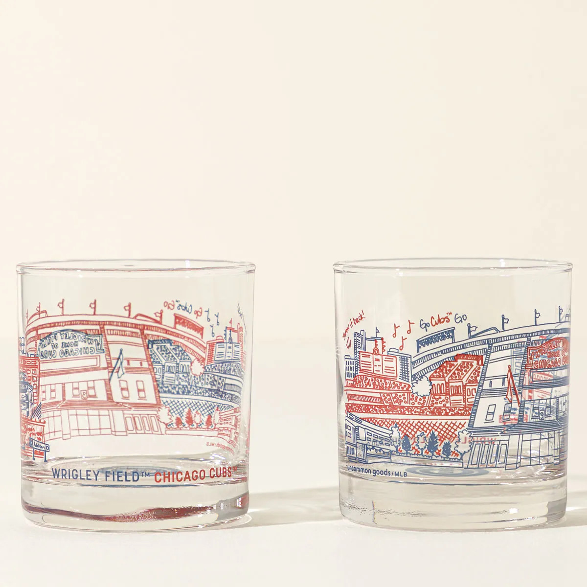 MLB Stadiumscape Rocks Glasses - Set of 2, Chicago Cubs | UncommonGoods