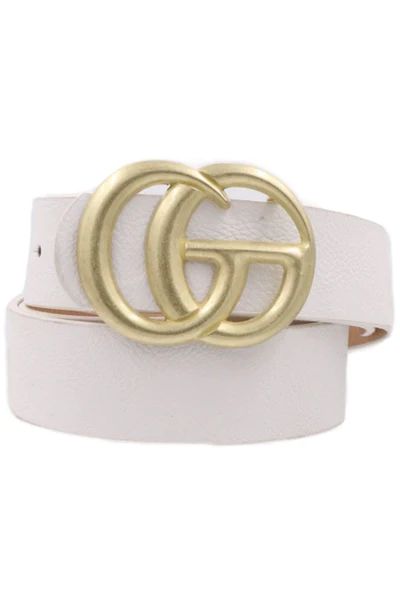 GG Belt in White/Matte Gold | Indigo Closet 