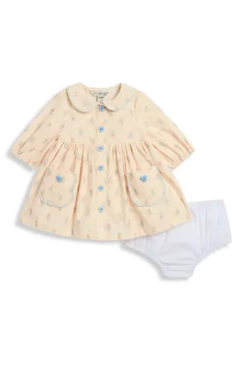 Pippa & Julie Audrey Floral Corduroy Dress & Bloomers in Cream at Nordstrom Rack, Size 24M | Nordstrom Rack