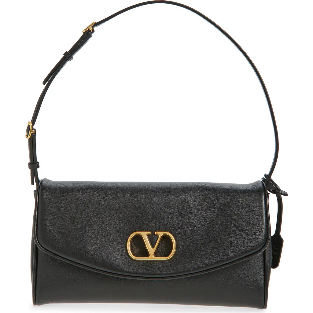 Valentino Garavani Small DeVain Leather Shoulder Bag in Black at Nordstrom | Nordstrom