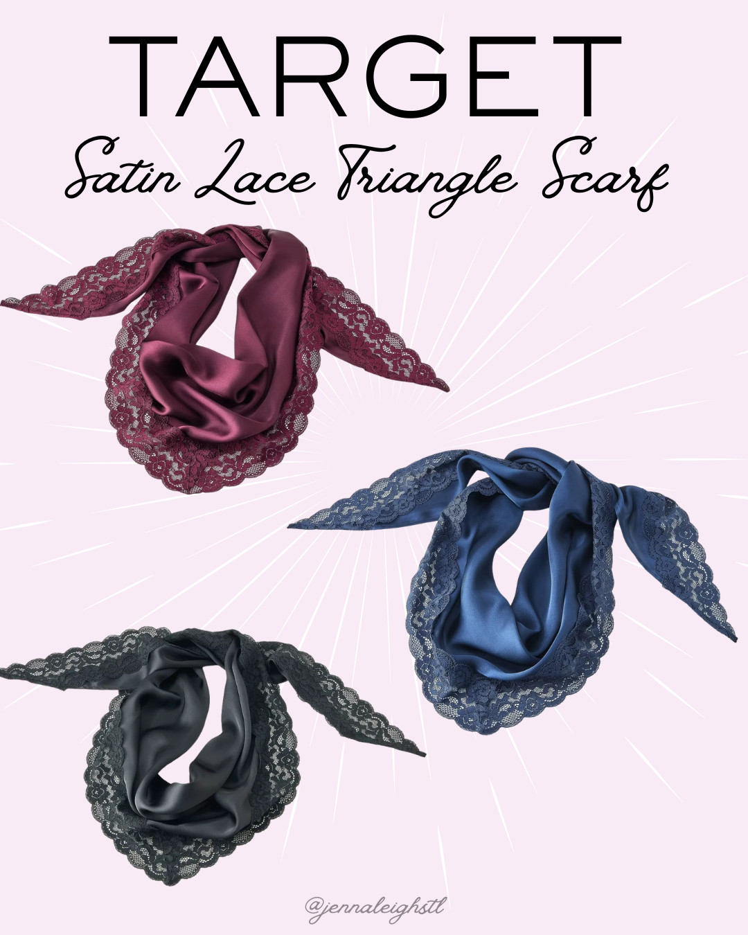 New at Target! 🍂 These A New Day satin lace edge trim triangle scarves come in the prettiest deep fall colors. Such a cute little accessory to add some fall vibes to your outfits! 

 #LTKootd #LTKSeasonal #LTKMidsize
