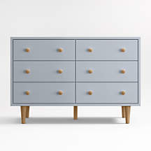 Finn 51" Mist Blue Wood Wide 6-Drawer Kids Dresser + Reviews | Crate & Kids | Crate & Barrel