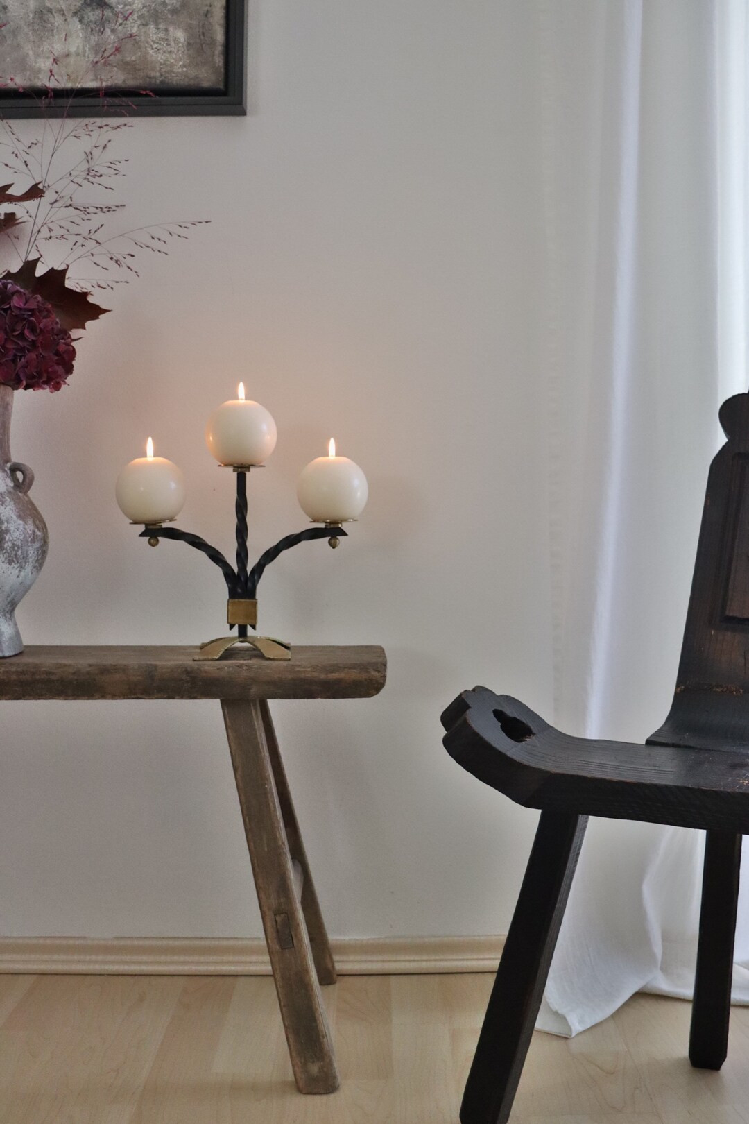 Mid Century Modern Candlestick Wrought Iron Vintage West Germany 1960s Candleholder Wrought Iron ... | Etsy (US)