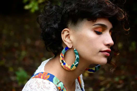 African Earrings, hoop earrings, large hoop earrings, print earrings, boho earrings, geometric ea... | Etsy (US)