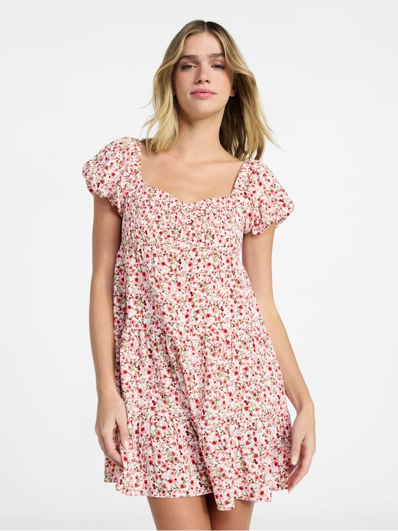 No Boundaries Bubble Sleeve Babydoll Dress, Women’s XXS-XXL | Walmart (US)