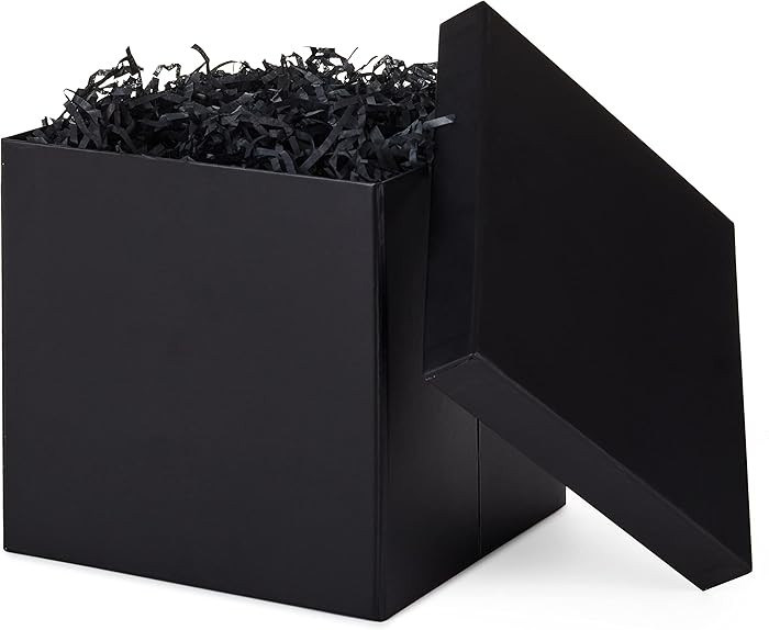 Hallmark Medium Gift Box with Lid and Shredded Paper Fill (Black 7 inch Box) for Weddings, Gradua... | Amazon (US)