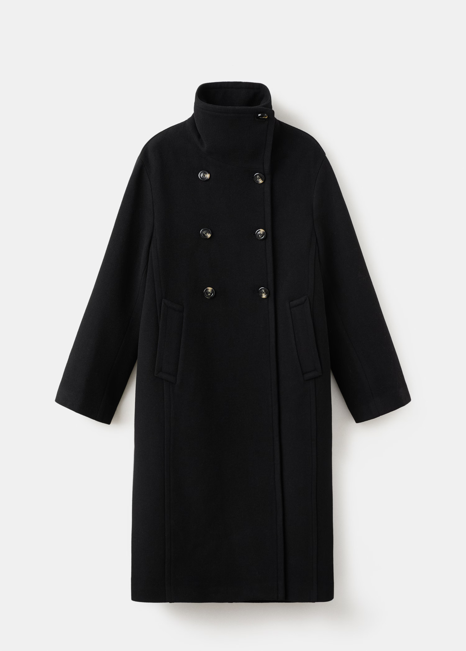 Manteau laine mélangée col cheminée | Mango EU