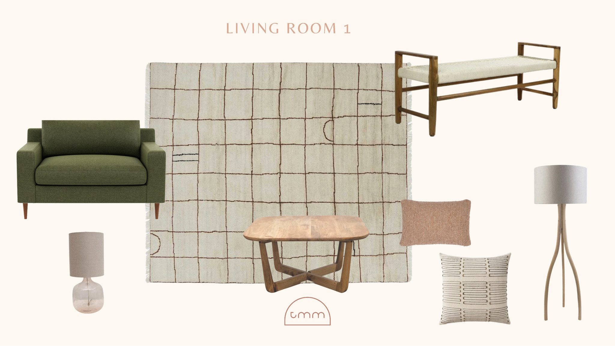 Items not linked:

Interior Define Sloan Chair and a half
Cityhomepdx Glass Table Lamp with Cotton Shade
EcoVibe Mango Wood Coffee Table