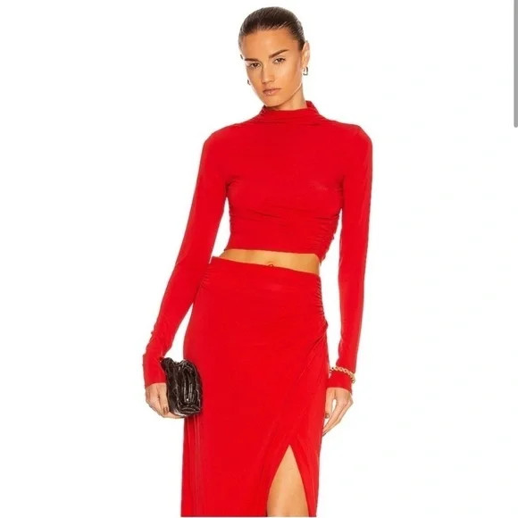 A.L.C. Mock Neck Long Sleeve Crop Top Red Size S | Poshmark