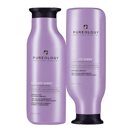 Pureology Hydrate Sheer Shampoo and Conditioner for Fine Hair | For Dry Color Treated Hair | Sulf... | Amazon (US)