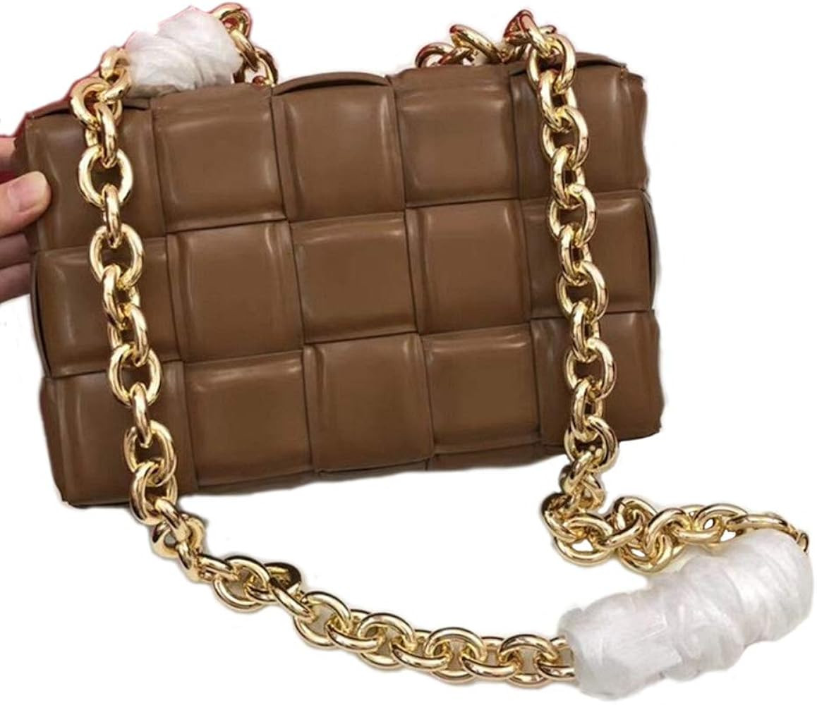 EvaLuLu Woven Chain Bag Genuine Leather Women Shoudler Bag | Amazon (US)