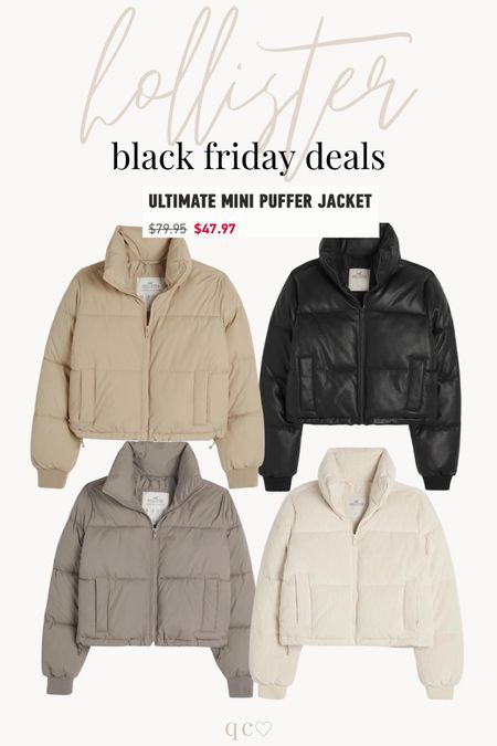 Hollister Black Friday Deal: the ultimate mini puffer jacket is on sale!!! Regularly $79.95 now as low as $47.97!!!!




#LTKsalealert #LTKCyberWeek #LTKfindsunder50